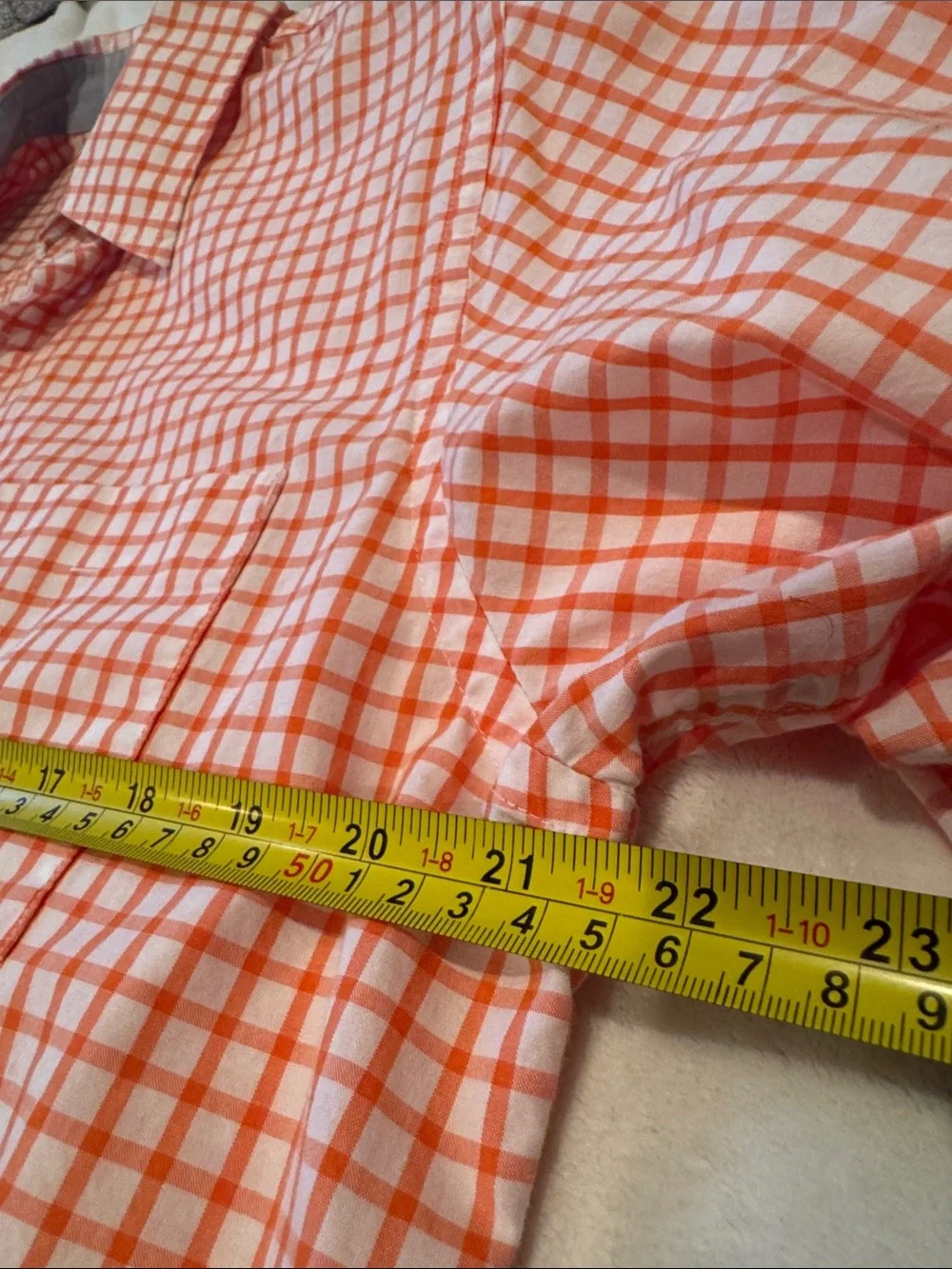 Banana Republic Orange and White Check Dress Shirt